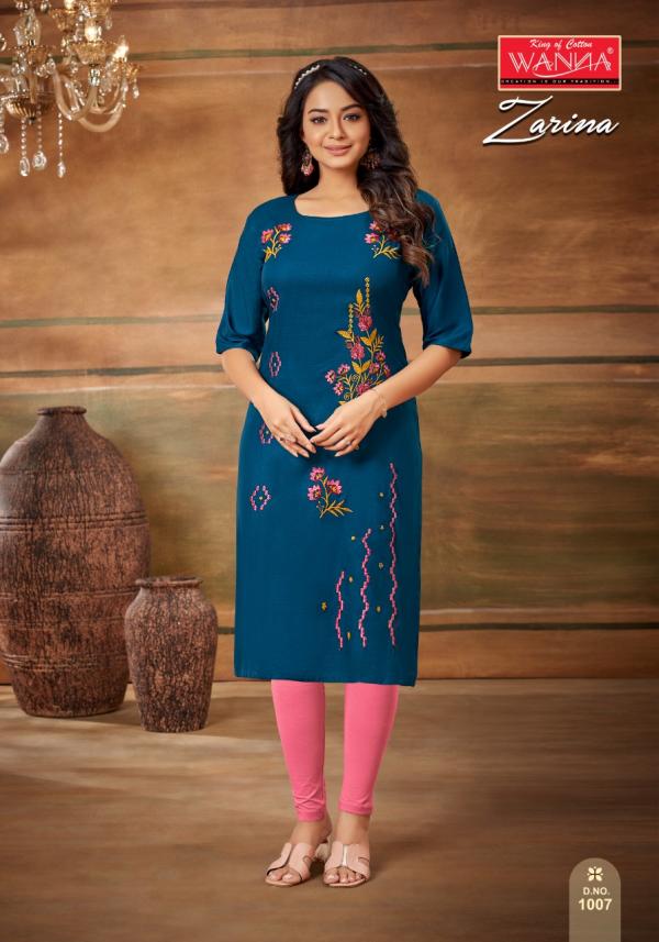 Wanna Zarina 7 Fancy Wear Rayon Embroidery Kurti Collection